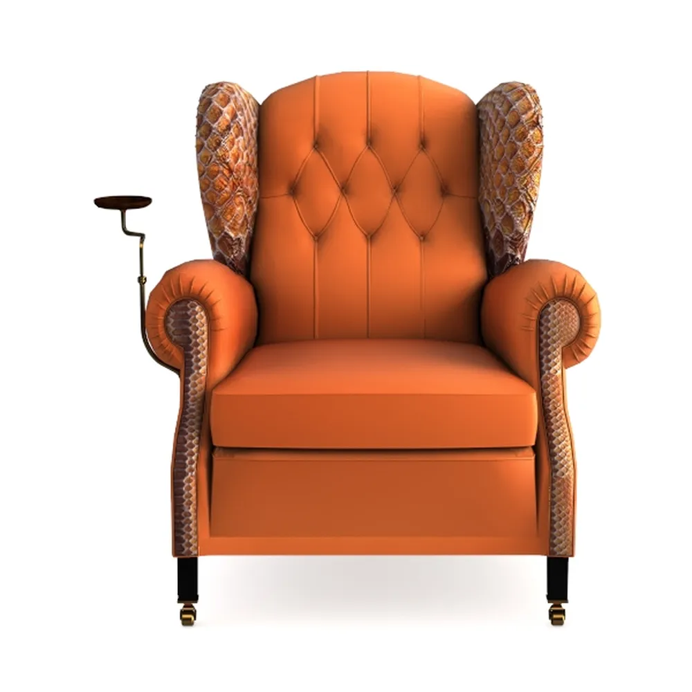 Button Tufted Beige Velvet Accent Chair, Mid