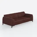 Modern Burgundy Fabric 3 Seat Sofa 3D Model Right 45 Degree View