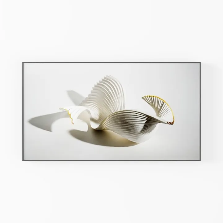 Minimalist White Gold Accent Abstract Sculpture Decor 3D Model