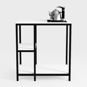 Modern Minimalist Metal Wood Open Shelf Side Table 3D Model