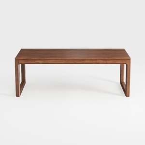 Minimalist Solid Walnut Wood Dining Table 3D Model