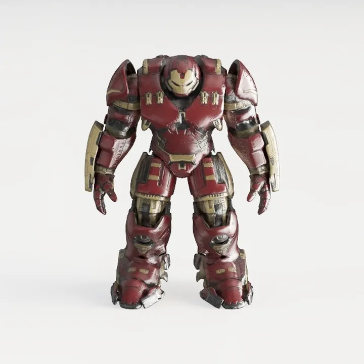 Red Gold Metal Hulkbuster Iron Man Mecha Action Figure 3D Model
