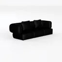 Modern Black Quilted Fabric Sectional Sofa 3D Model Left 45 Degree View