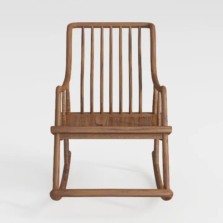 Minimalist Solid Wood Rocking Chair 3D Model
