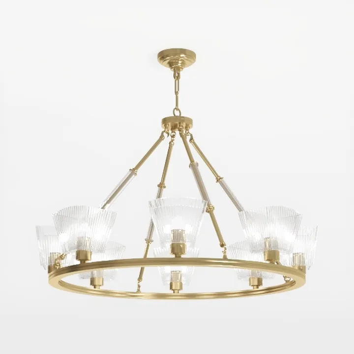 Brass Glass Contemporary Luxury Chandelier 3D Model