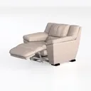 Minimalist Fabric Recliner Armchair with Ottoman 3D Model Left 45 Degree View
