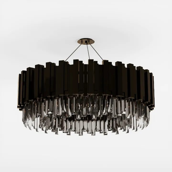Modern Black Metal Crystal Chandelier 3D Model