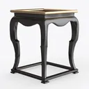 Modern Black Solid Wood Brass Top End Side Table 3D Model Right 45 Degree View