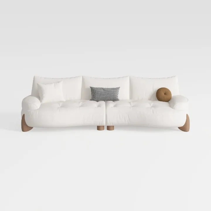 Minimalist White Fabric Tufted Extra Large Sofa 3D Model