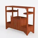 Traditional Solid Wood Carved Console Table With Storage Cabinets Shelves 3D Model Left 45 Degree View