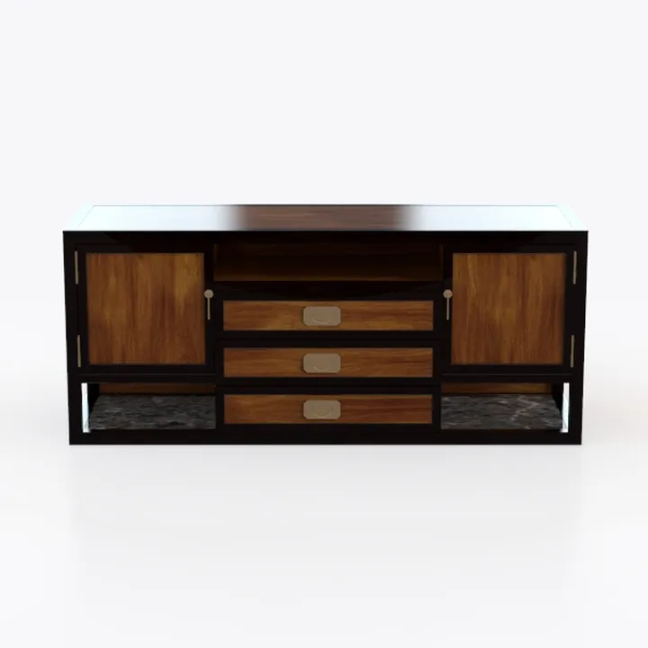 Modern Solid Wood Brass Accent Sideboard Cabinet 3D Model