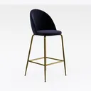 Modern Navy Velvet Gold Metal Bar Stool 3D Model Right 45 Degree View