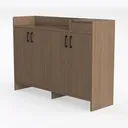 Minimalist Solid Oak Wood Storage Cabinet with Drawer 3D Model Left 45 Degree View