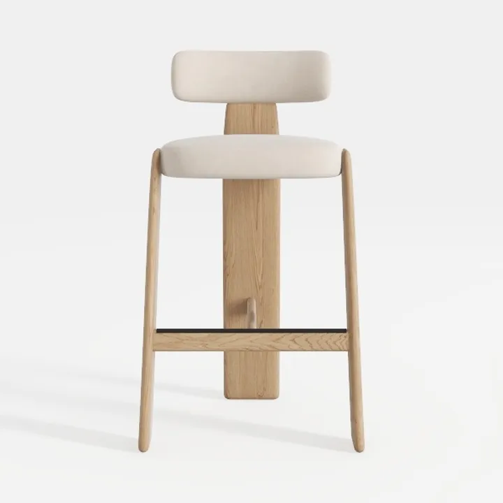 Mid-Century Bar Stools 1 PC, 26.5 Inch Linen