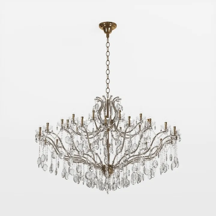 Brass Crystal Contemporary Chandelier 3D Model
