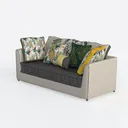 Coastal Fabric Tropical Print Decorative Sofa 3D Model Left 45 Degree View