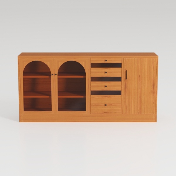 Storage Cabinet with 4 Doors Set of 2, Arched Side