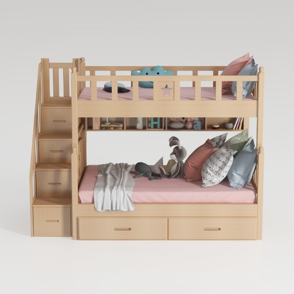 Linique Full XL Over Queen Wooden Bunk Bed with La