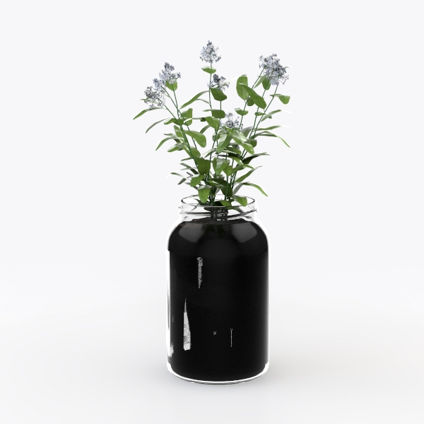11.2&quot; Tall Black Ceramic Vase with 5 Stems of 25&quot;