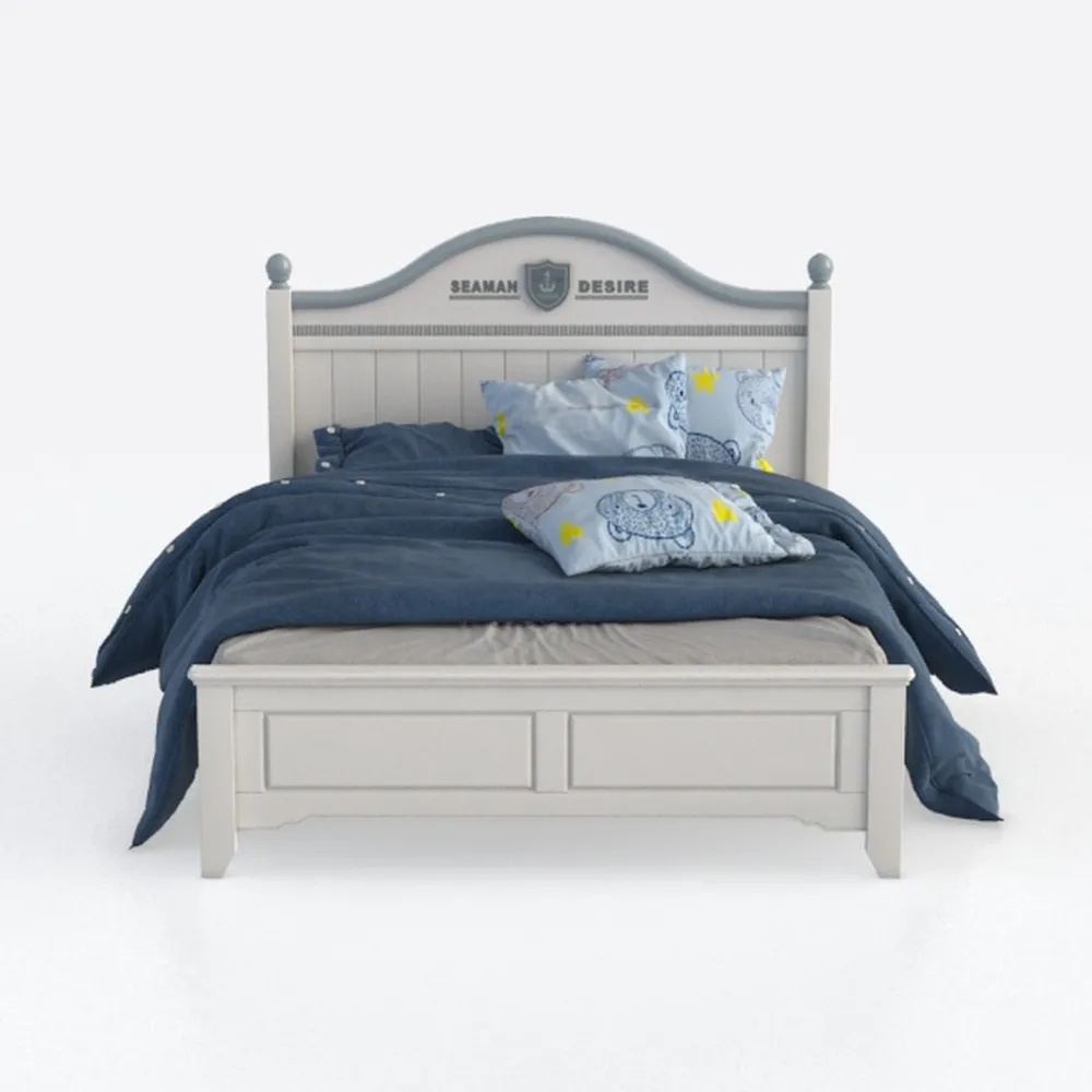 Alpine Furniture Clara Wood Panel Bed, White Mist,