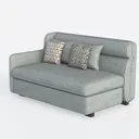 Minimalist Fabric Left Arm Chaise Lounge Sofa with Decorative Throw Pillows 3D Model Left 45 Degree View