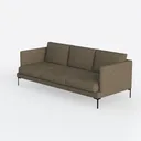 Modern Minimalist Brown Fabric 3 Seat Sofa 3D Model Left 45 Degree View