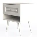 Mid Century Modern Solid Wood Nightstand With Open Shelf 3D Model Left 45 Degree View