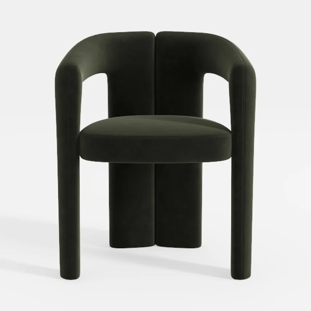 Modern Boucle Dining Chair, Sherpa Upholstered