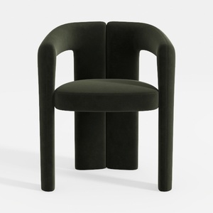 Modern Boucle Dining Chair, Sherpa Upholstered