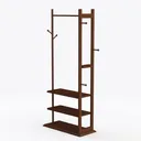 Solid Wood Clothing Rack with Wheels and Cactus Left 45 Degree View