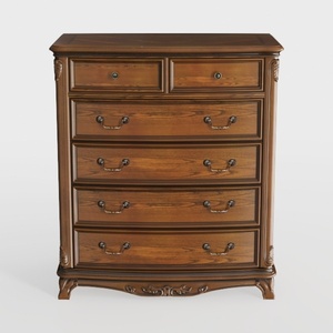 Vintage Solid Oak Wood Dresser Chest with Ornate Carved Details 3D Model