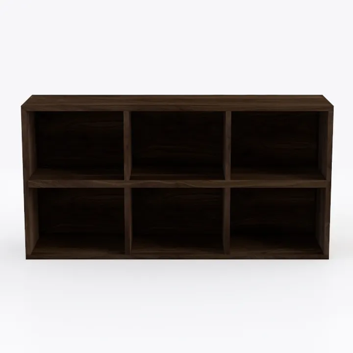 Minimalist Walnut Open Storage Bookshelf 3D Model
