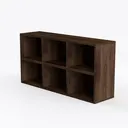 Minimalist Walnut Open Storage Bookshelf 3D Model Left 45 Degree View
