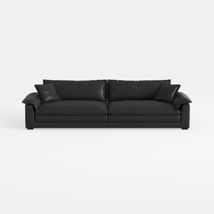 Modern Black Leather Extra Large Sofa 3D Model