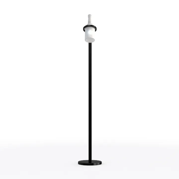 Minimalist Black Metal White Fabric Floor Lamp 3D Model