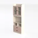 Modern Pink White Glass Door Wooden Storage Cabinet 3D Model Left 45 Degree View
