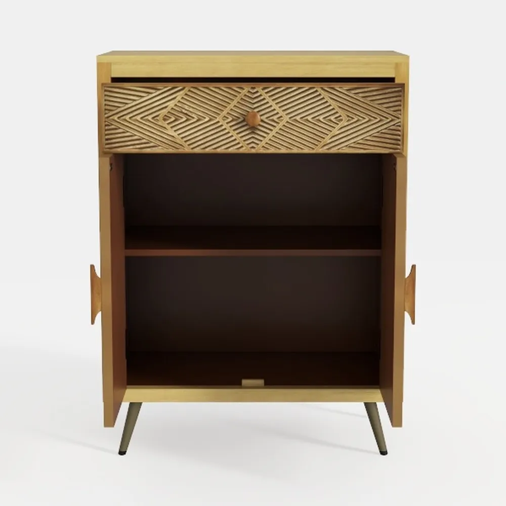 Rattan Nightstand, Bamboo Night Stand with Drawer