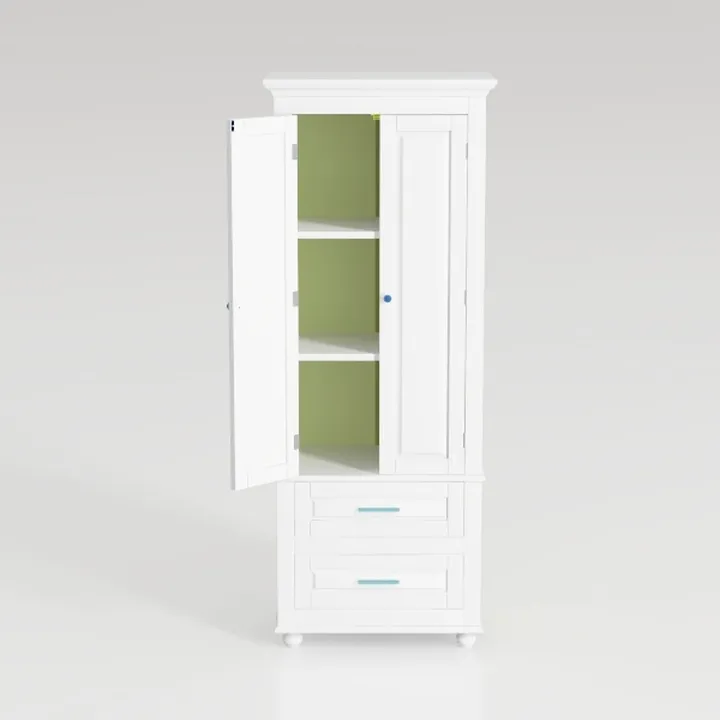 White Pantry Cabinet with Drawer, 75 Inch Tall