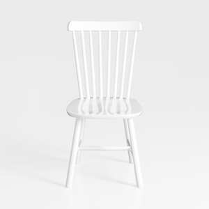 Minimalist White Solid Wood Dining Chair 3D Model