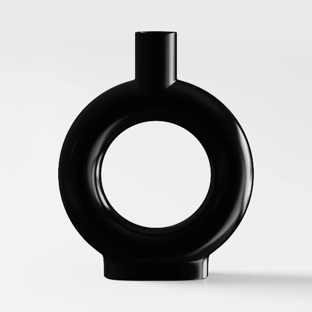 White Ceramic Decorative Flower Vase 8.27" x 8.66"