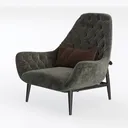 Modern Tufted Velvet Accent Armchair 3D Model Left 45 Degree View