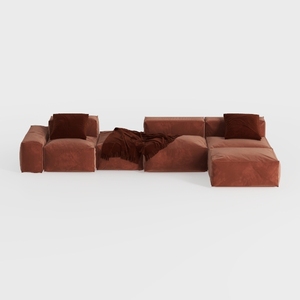 Alexent Oversized Fluffy Sofa Chaise Set 2 Pieces 