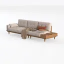 Modern Solid Wood Fabric L Shaped Sectional Sofa With Side Table 3D Model Left 45 Degree View