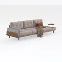 Modern Solid Wood Fabric L Shaped Sectional Sofa With Side Table 3D Model Right 45 Degree View