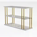 Modern Marble Gold Metal 3 Tier Console Table 3D Model Right 45 Degree View