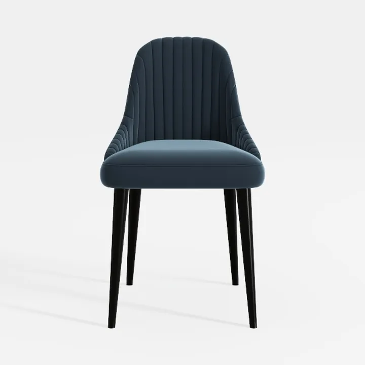 Modern Navy Blue Velvet Upholstered Tufted Dining Chair 3D Model