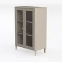 Minimalist Neutral Tone Glass Door Display Cabinet 3D Model Left 45 Degree View