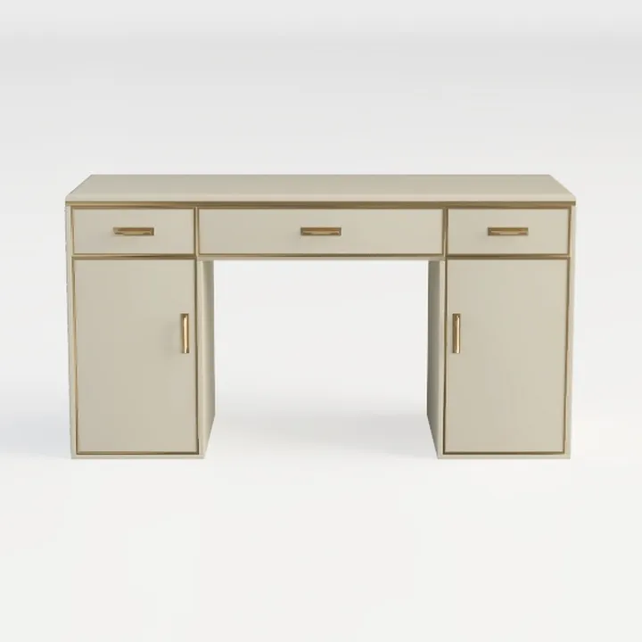 Modern Gold Accent Solid Wood Office Desk 3D Model