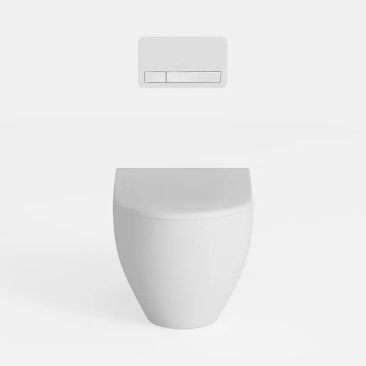 Minimalist White Ceramic Wall Mounted Toilet 3D Model