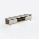 Modern Two Tone Solid Wood TV Stand With Storage Compartments 3D Model Right 45 Degree View